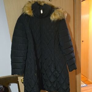 Women's Dark Blue Quilted Coat with Faux Fur Trim jessica simpson 1x